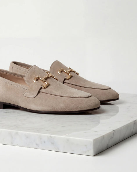 Men's Suede Horsebit Loafers Beige Almond Toe Rubber Sole - Valedrian — view 2