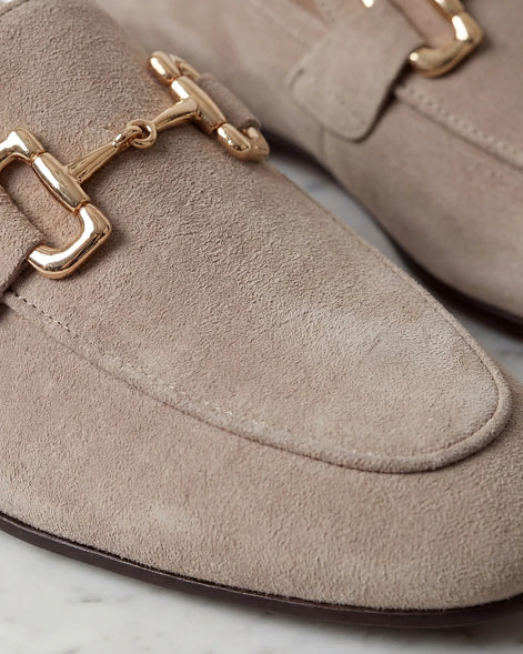 Men's Suede Horsebit Loafers Beige Almond Toe Rubber Sole - Valedrian — view 3