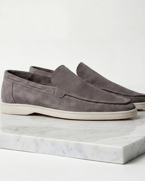 Men's Suede Loafers Light Beige Slip-On Shoes - Valedrian — view 12