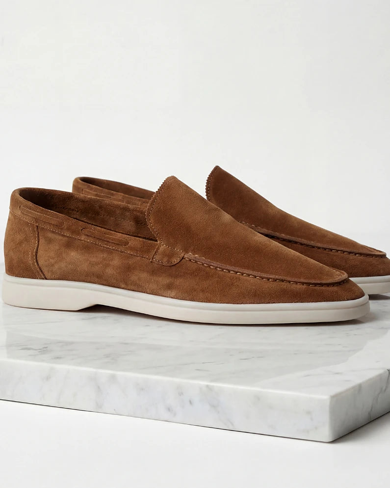 Men's Suede Loafers Light Beige Slip-On Shoes - Valedrian — view 15