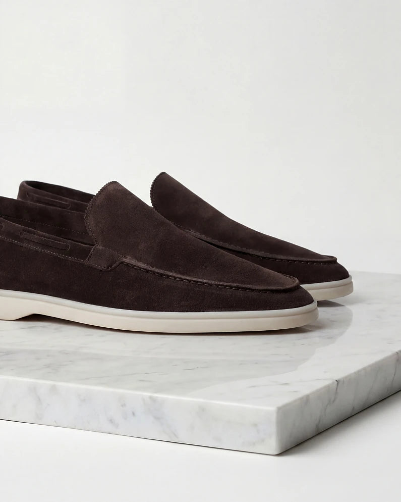 Men's Suede Loafers Light Beige Slip-On Shoes - Valedrian — view 18
