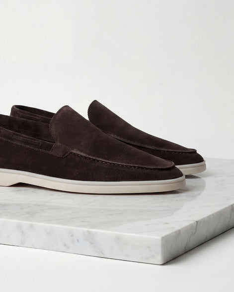 Men's Suede Loafers Light Beige Slip-On Shoes - Valedrian — view 18