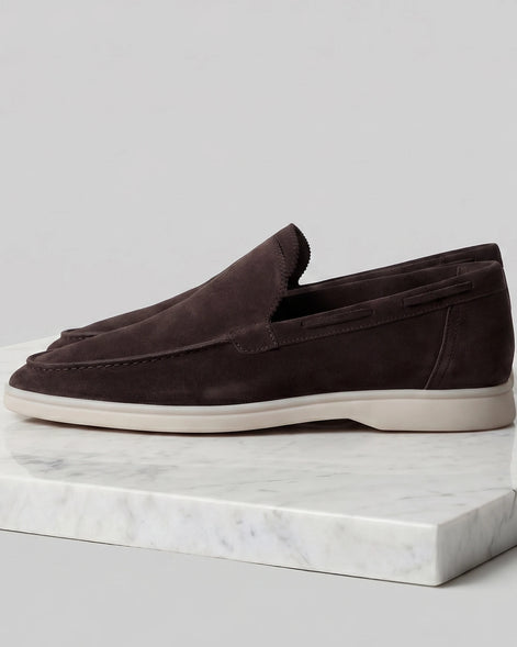 Men's Suede Loafers Light Beige Slip-On Shoes - Valedrian — view 19