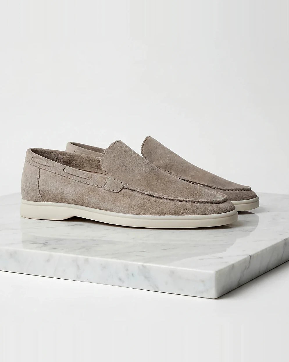 Men's Suede Loafers Light Beige Slip-On Shoes - Valedrian