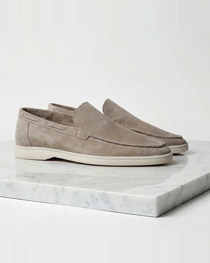 Men's Suede Loafers Light Beige Slip-On Shoes - Valedrian