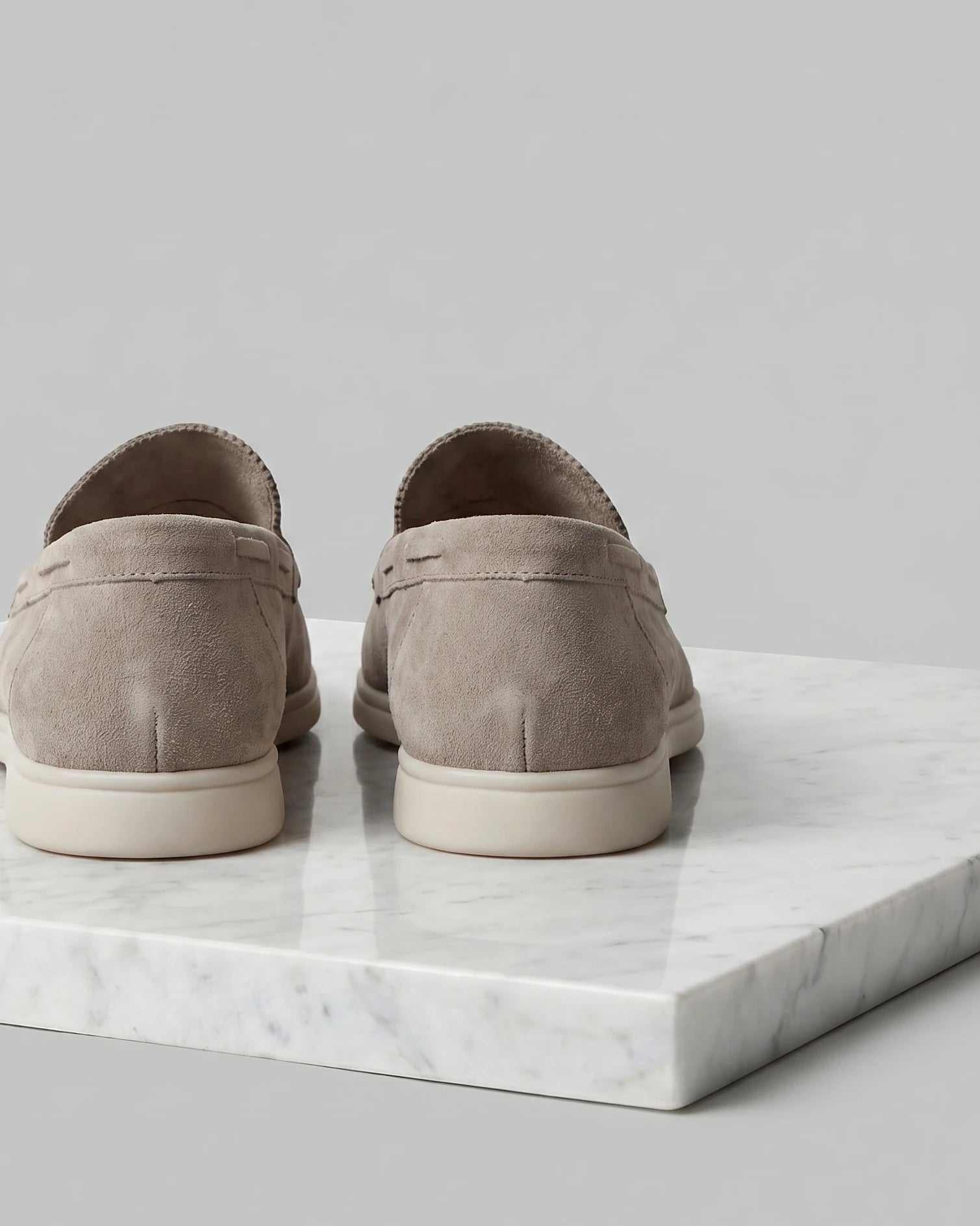 Men's Suede Loafers Light Beige Slip-On Shoes - Valedrian — view 5