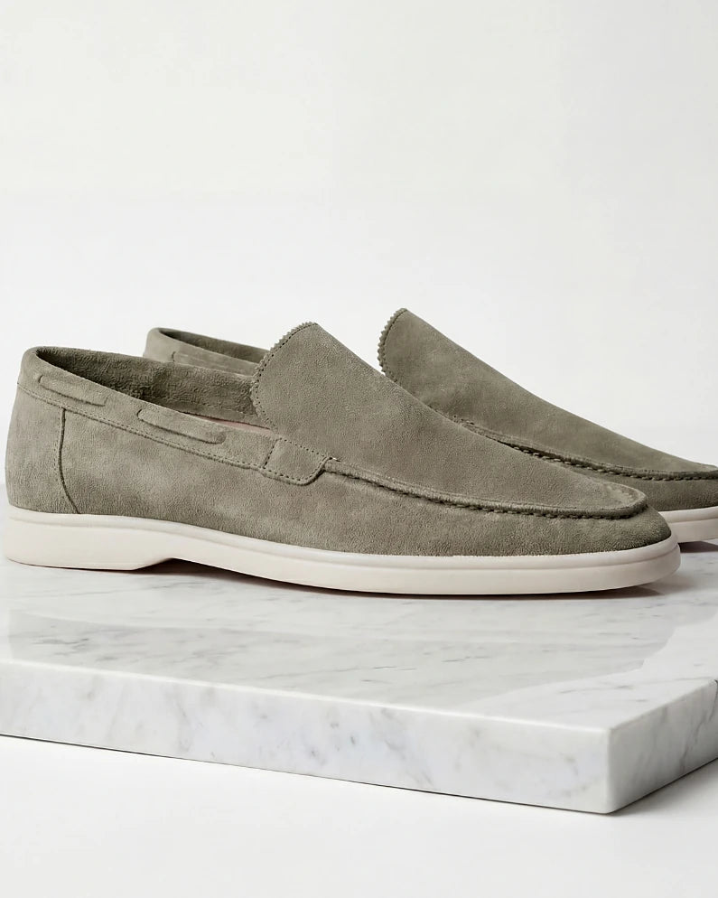 Men's Suede Loafers Light Beige Slip-On Shoes - Valedrian — view 6