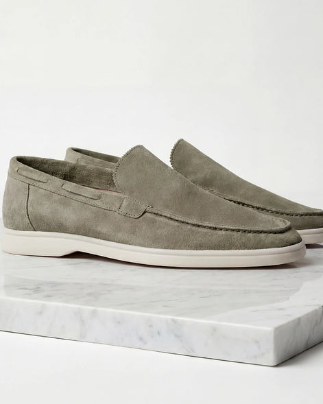 Men's Suede Loafers Light Beige Slip-On Shoes - Valedrian — view 6