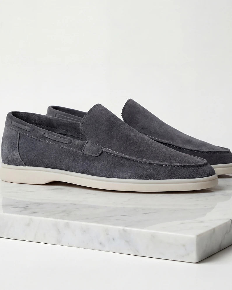 Men's Suede Loafers Light Beige Slip-On Shoes - Valedrian — view 9
