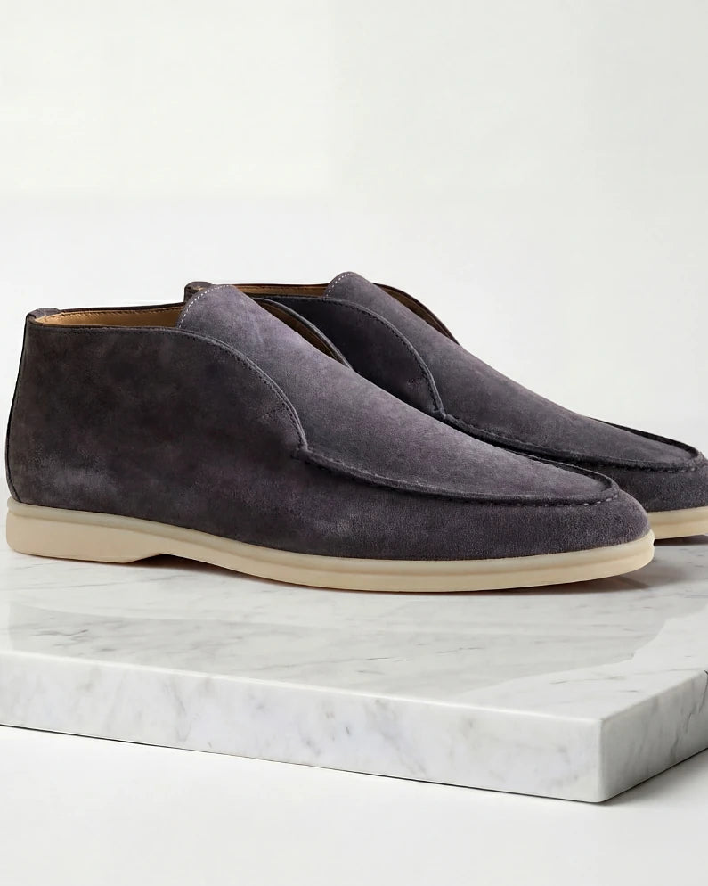 Men's Suede Loafers Navy Blue Rubber Sole Slip-On - Valedrian — view 11