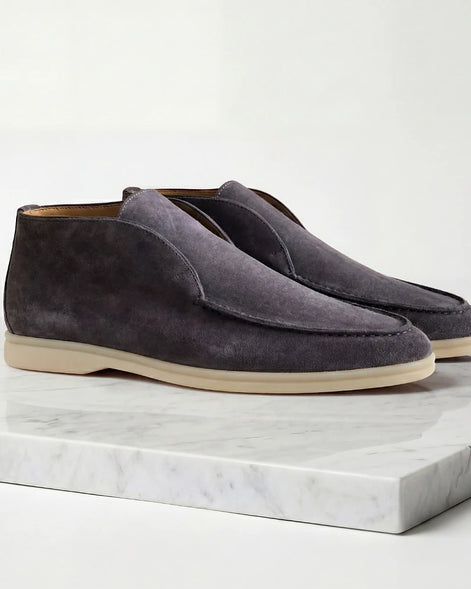 Men's Suede Loafers Navy Blue Rubber Sole Slip-On - Valedrian — view 11