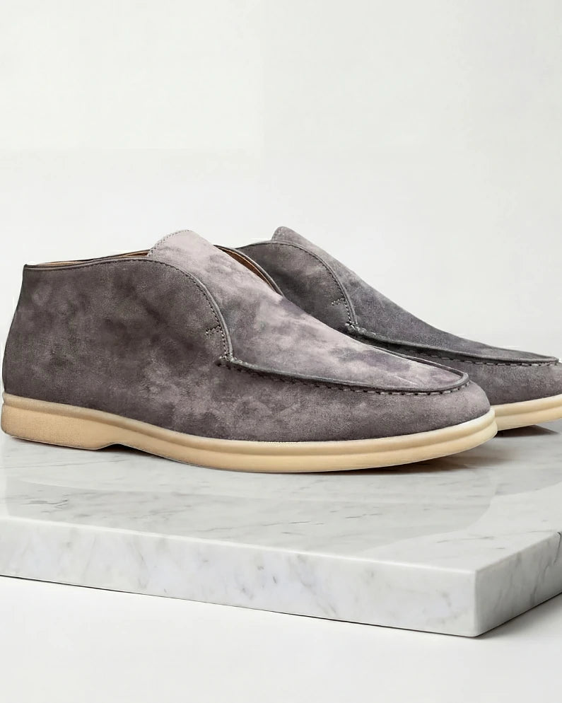 Men's Suede Loafers Navy Blue Rubber Sole Slip-On - Valedrian — view 13