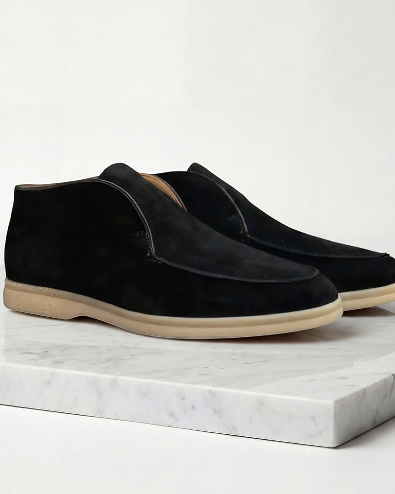 Men's Suede Loafers Navy Blue Rubber Sole Slip-On - Valedrian — view 7