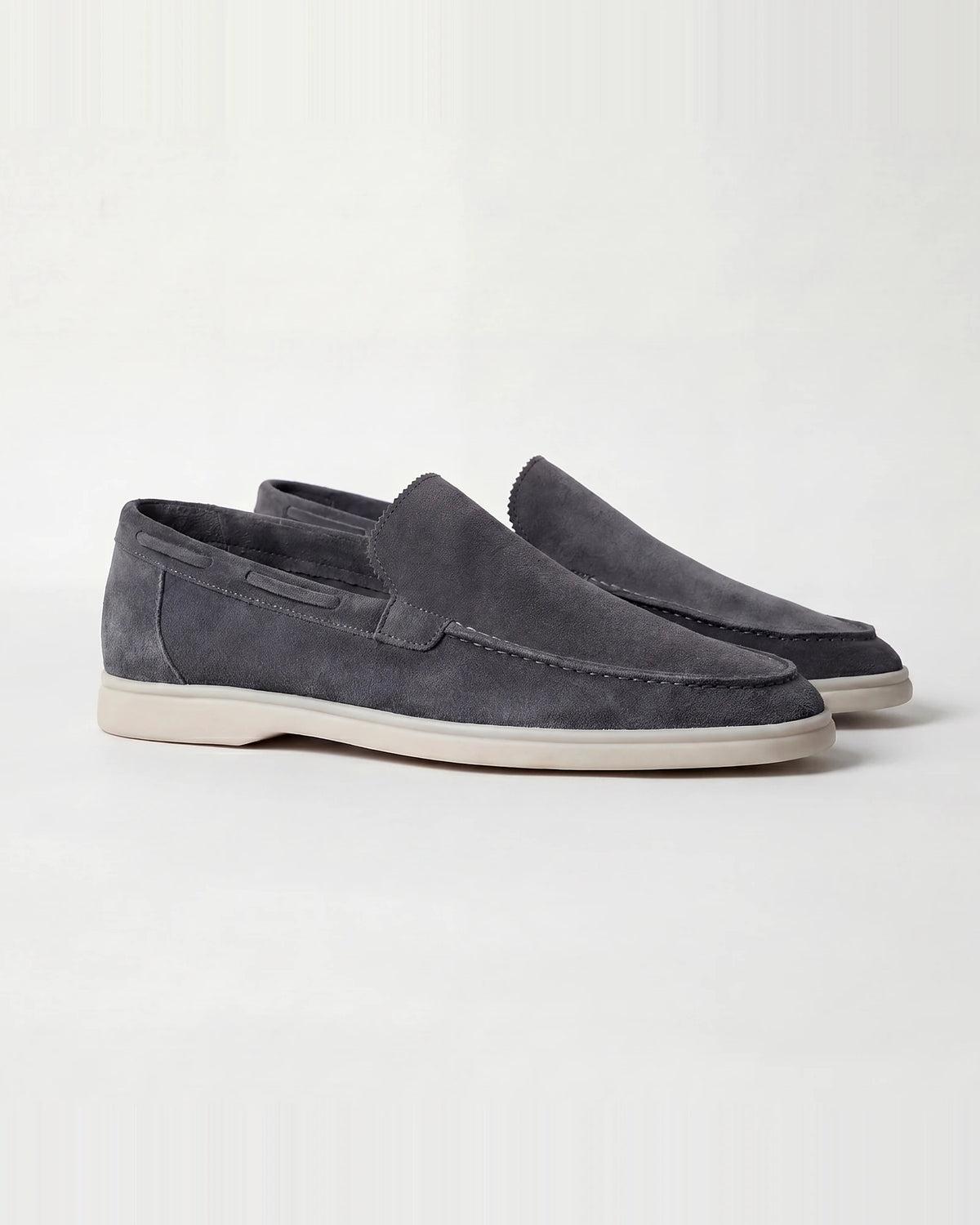 Men's Suede Loafers Slip-On Low Profile Light Beige – Valedrian — view 11