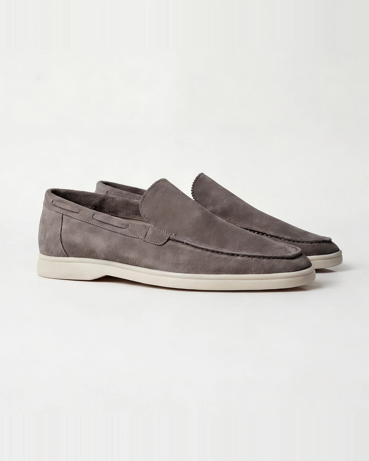 Men's Suede Loafers Slip-On Low Profile Light Beige – Valedrian — view 14