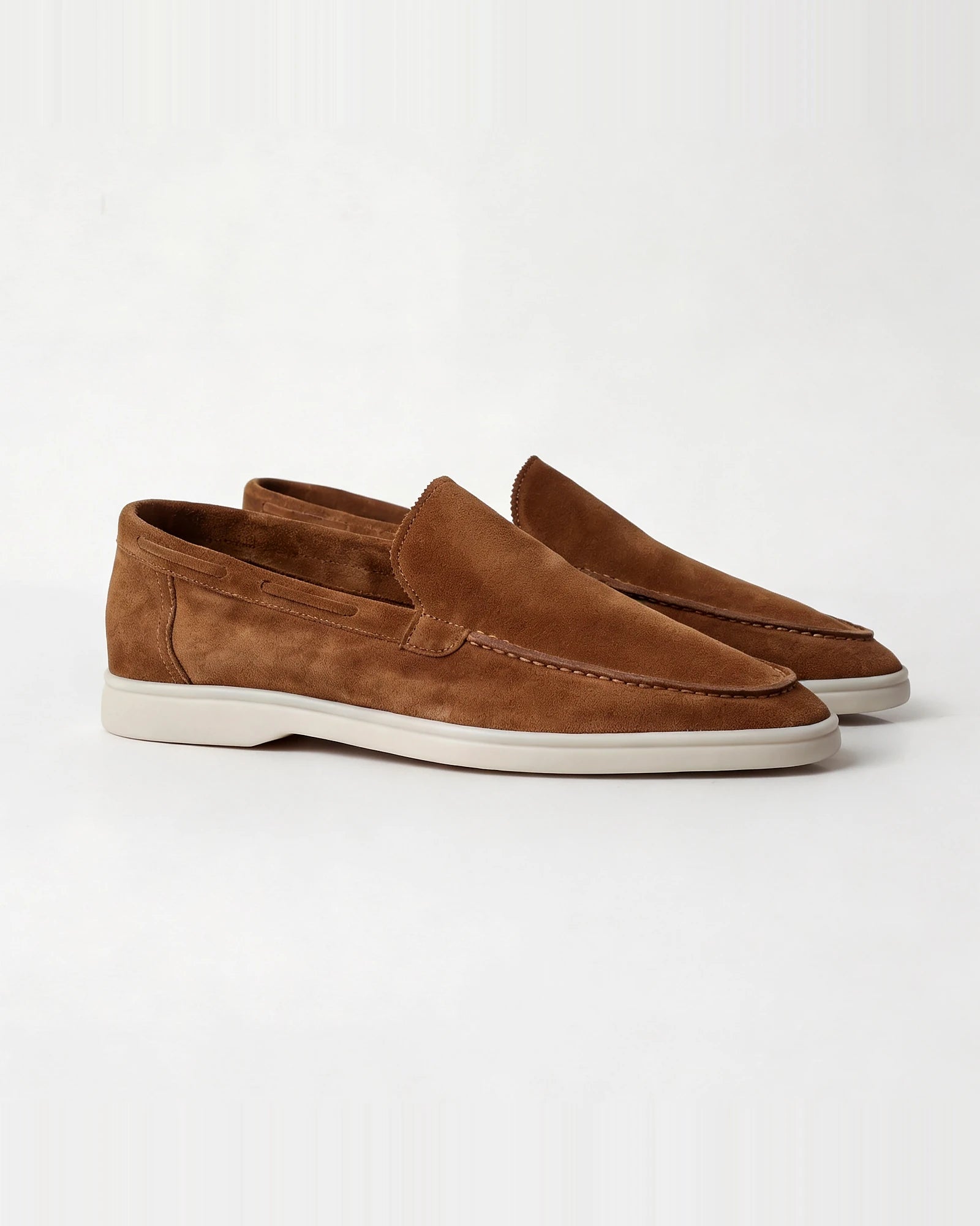 Men's Suede Loafers Slip-On Low Profile Light Beige – Valedrian — view 19