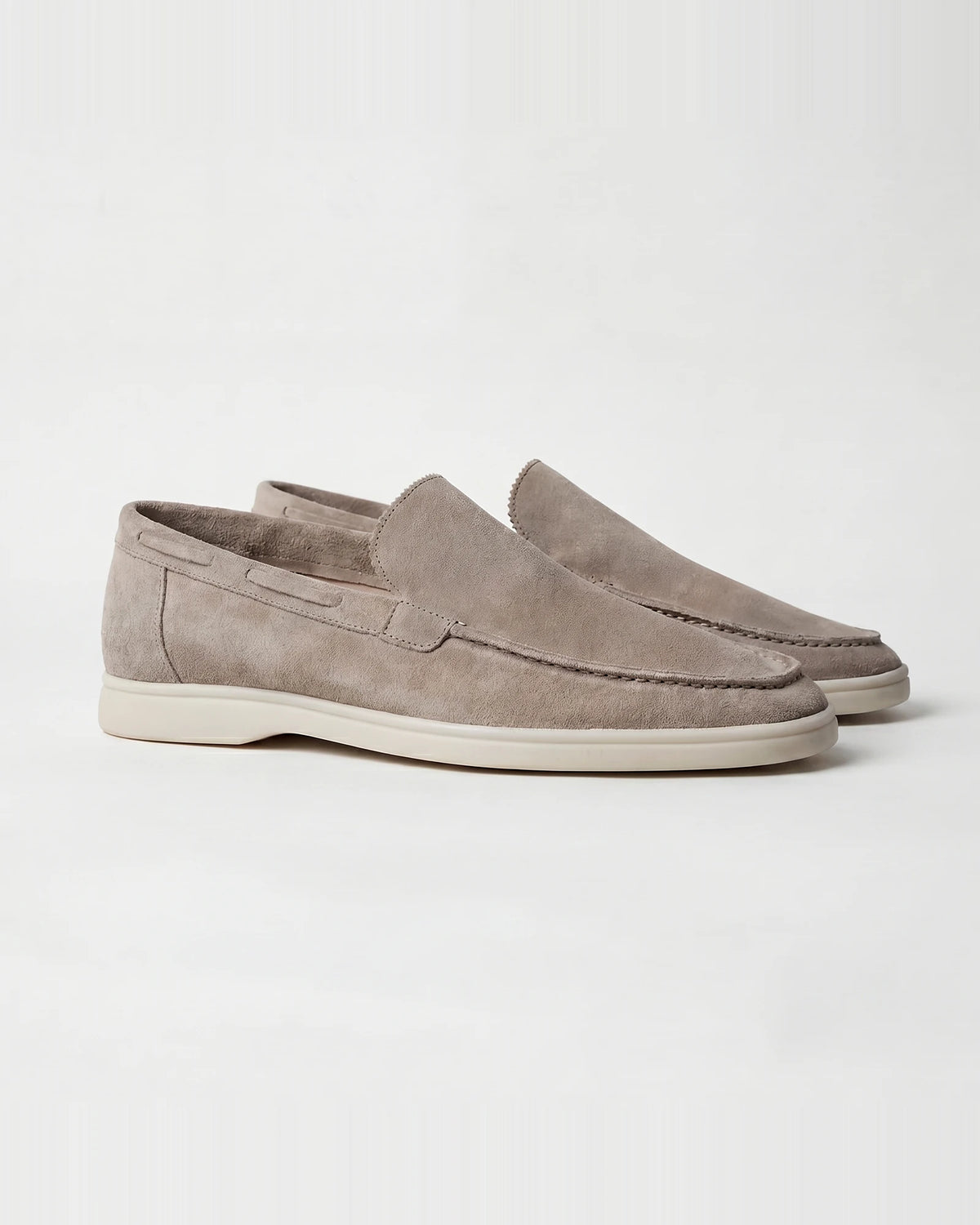 Men's Suede Loafers Slip-On Low Profile Light Beige – Valedrian — view 2