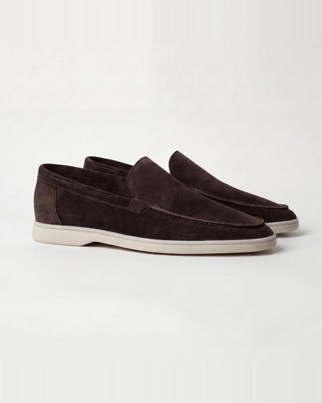 Men's Suede Loafers Slip-On Low Profile Light Beige – Valedrian — view 23