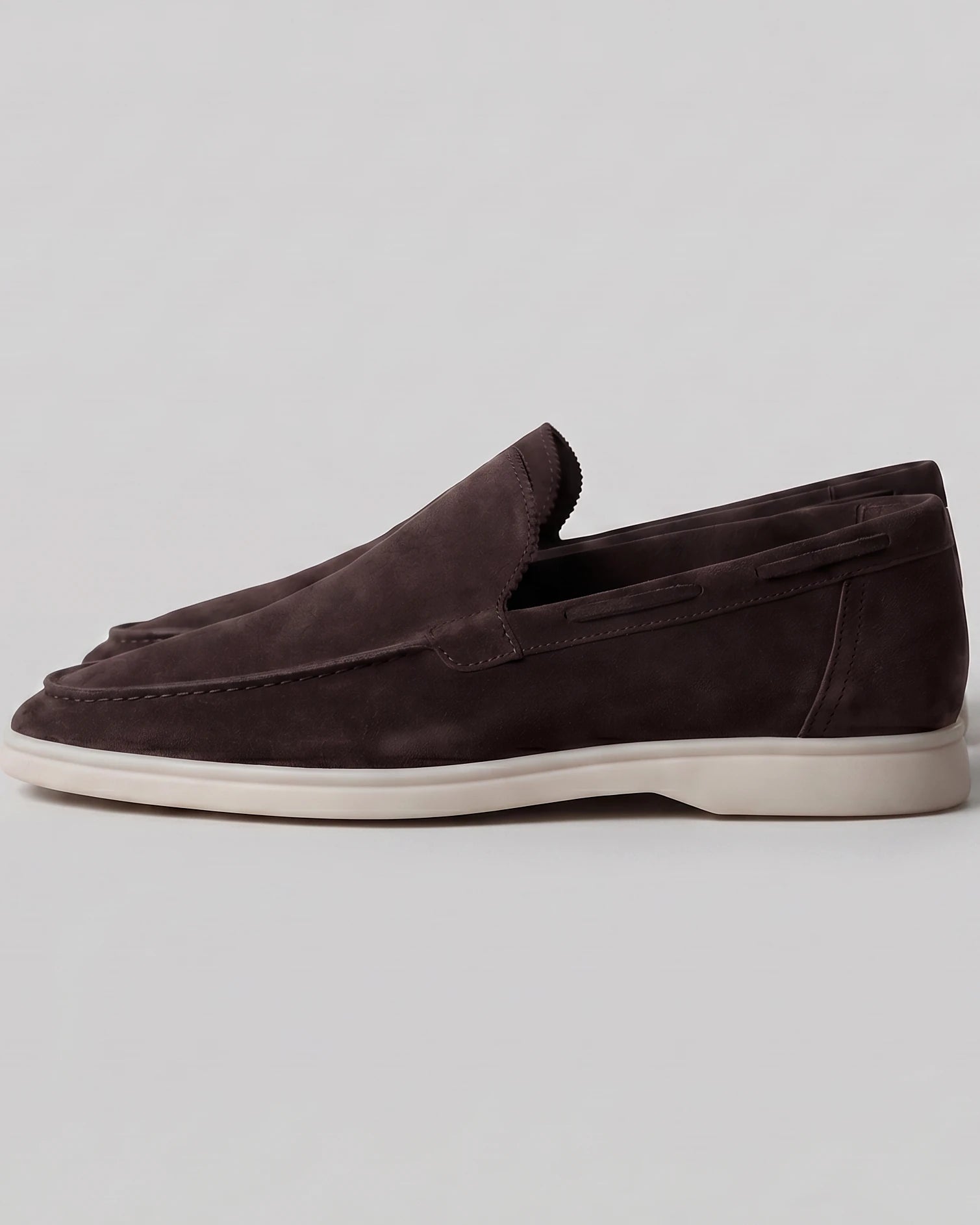 Men's Suede Loafers Slip-On Low Profile Light Beige – Valedrian — view 24