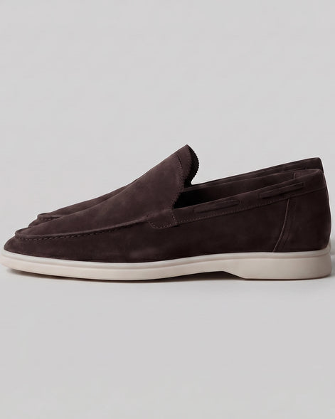 Men's Suede Loafers Slip-On Low Profile Light Beige – Valedrian — view 24