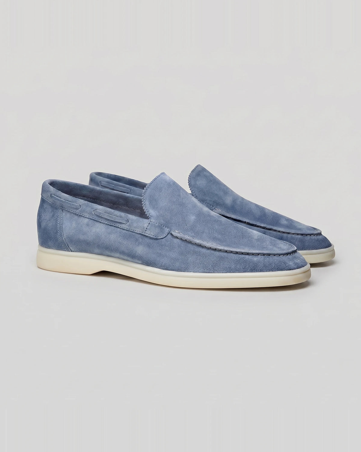 Men's Suede Loafers Slip-On Low Profile Light Beige – Valedrian — view 27