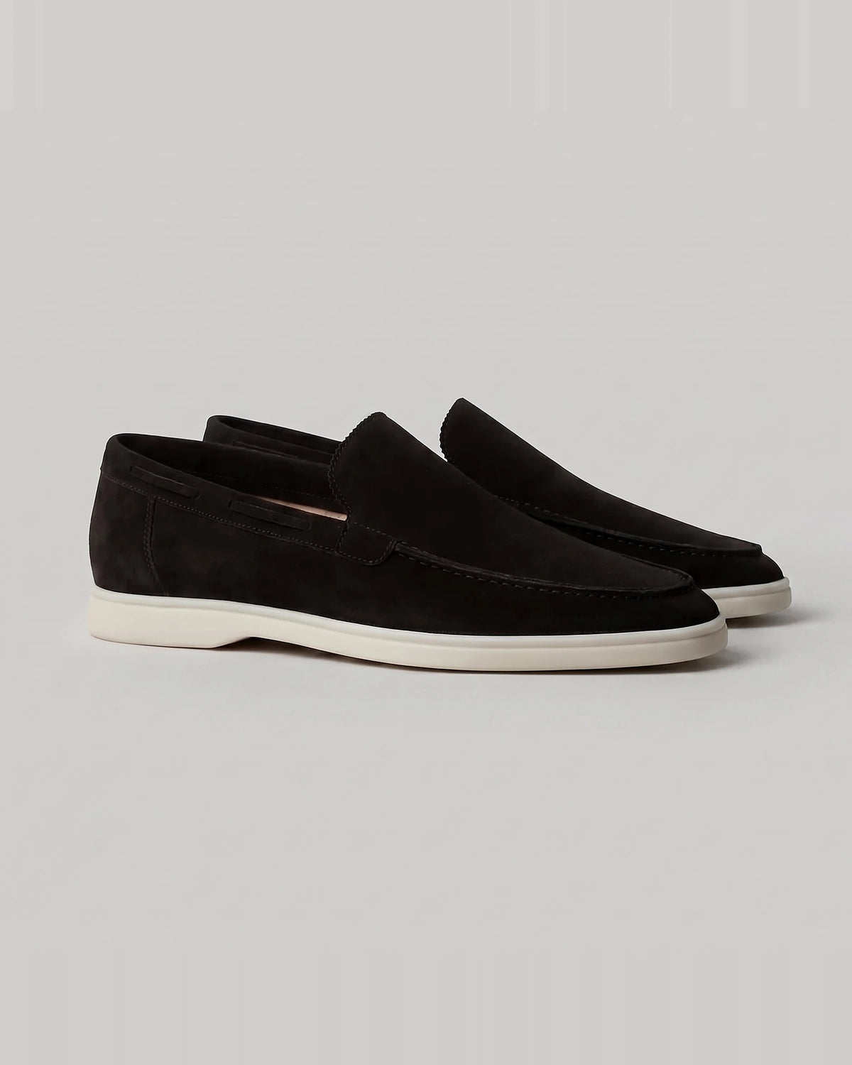 Men's Suede Loafers Slip-On Low Profile Light Beige – Valedrian — view 34