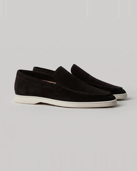 Men's Suede Loafers Slip-On Low Profile Light Beige – Valedrian — view 34