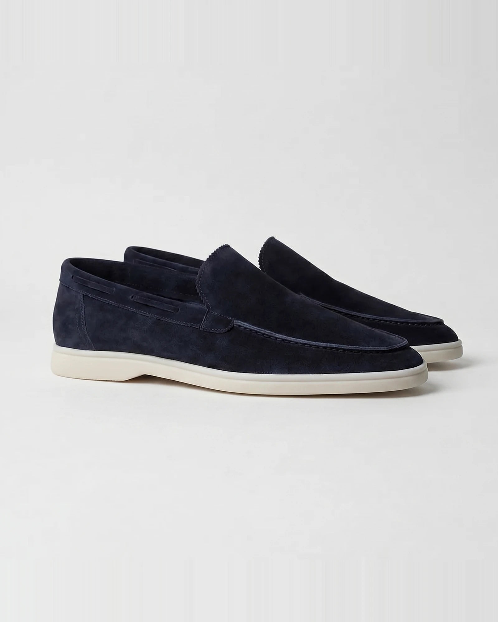 Men's Suede Loafers Slip-On Low Profile Light Beige – Valedrian — view 38
