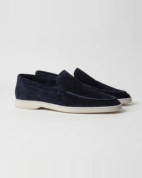 Men's Suede Loafers Slip-On Low Profile Light Beige – Valedrian — view 38