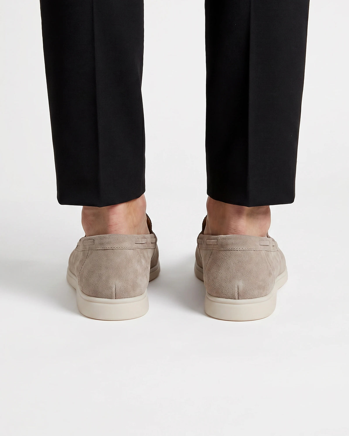 Men's Suede Loafers Slip-On Low Profile Light Beige – Valedrian — view 5