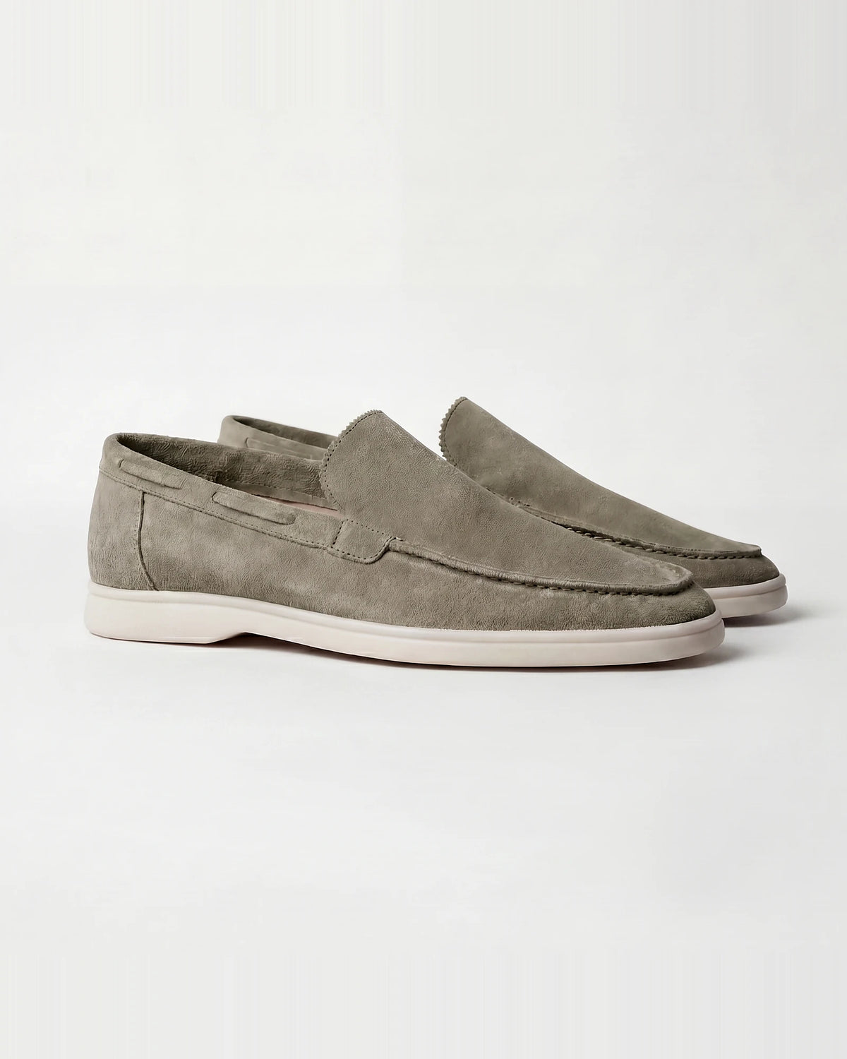 Men's Suede Loafers Slip-On Low Profile Light Beige – Valedrian — view 7