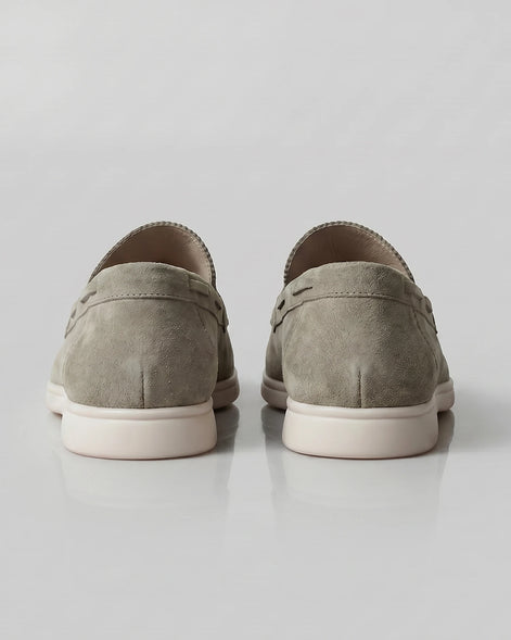 Men's Suede Loafers Slip-On Low Profile Light Beige – Valedrian — view 9