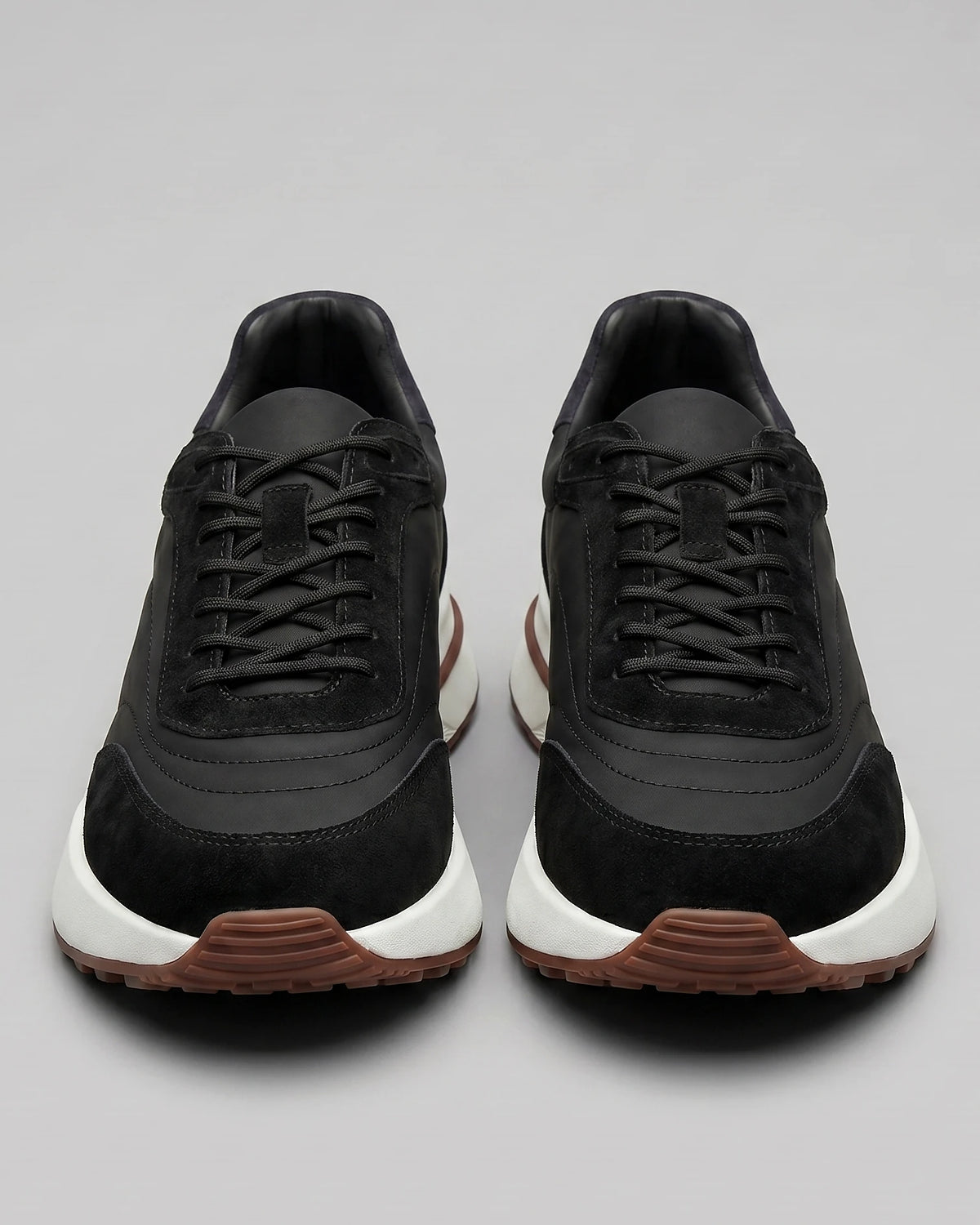 Men's Suede & Nylon Panel Trainers – White & Black, UK 5–10 | Valedrian — view 10