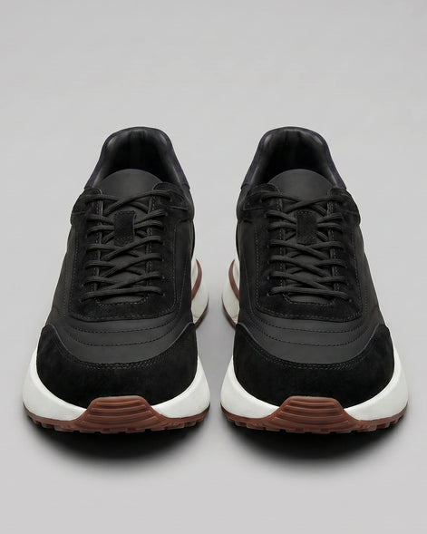 Men's Suede & Nylon Panel Trainers – White & Black, UK 5–10 | Valedrian — view 10