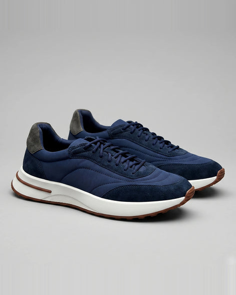 Men's Suede & Nylon Panel Trainers – White & Black, UK 5–10 | Valedrian — view 16