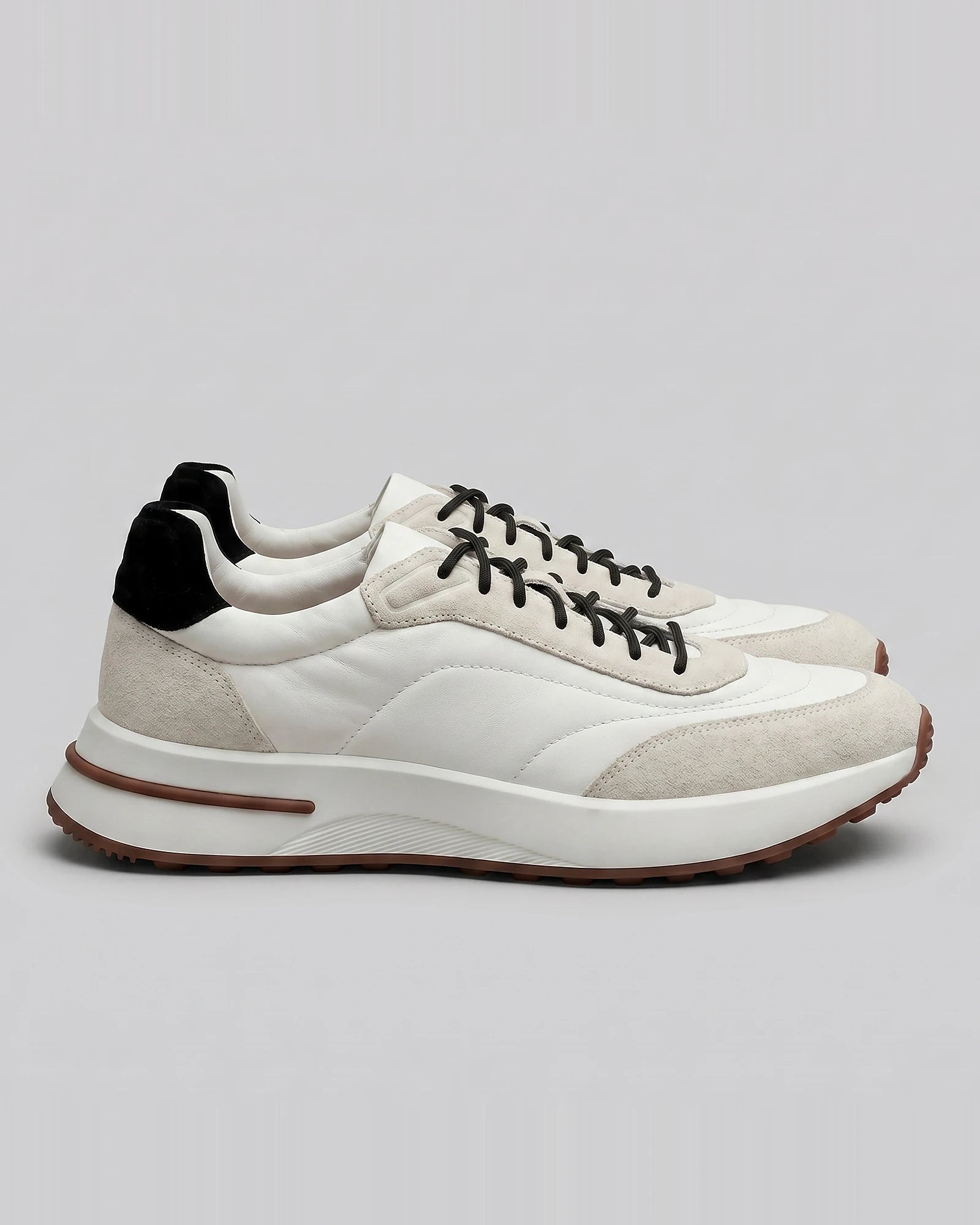 Men's Suede & Nylon Panel Trainers – White & Black, UK 5–10 | Valedrian — view 2