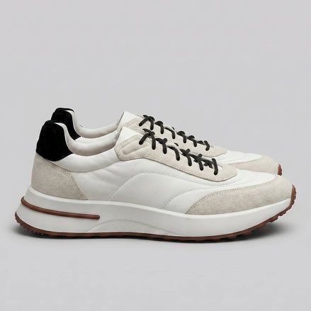 Men's Suede & Nylon Panel Trainers – White & Black, UK 5–10 | Valedrian — view 2