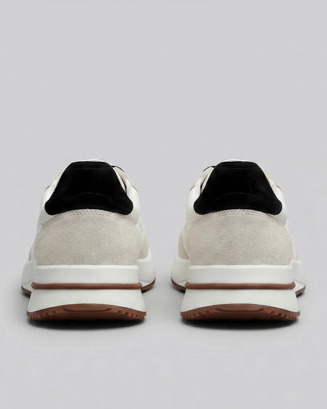 Men's Suede & Nylon Panel Trainers – White & Black, UK 5–10 | Valedrian — view 3