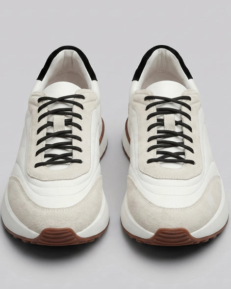 Men's Suede & Nylon Panel Trainers – White & Black, UK 5–10 | Valedrian — view 5