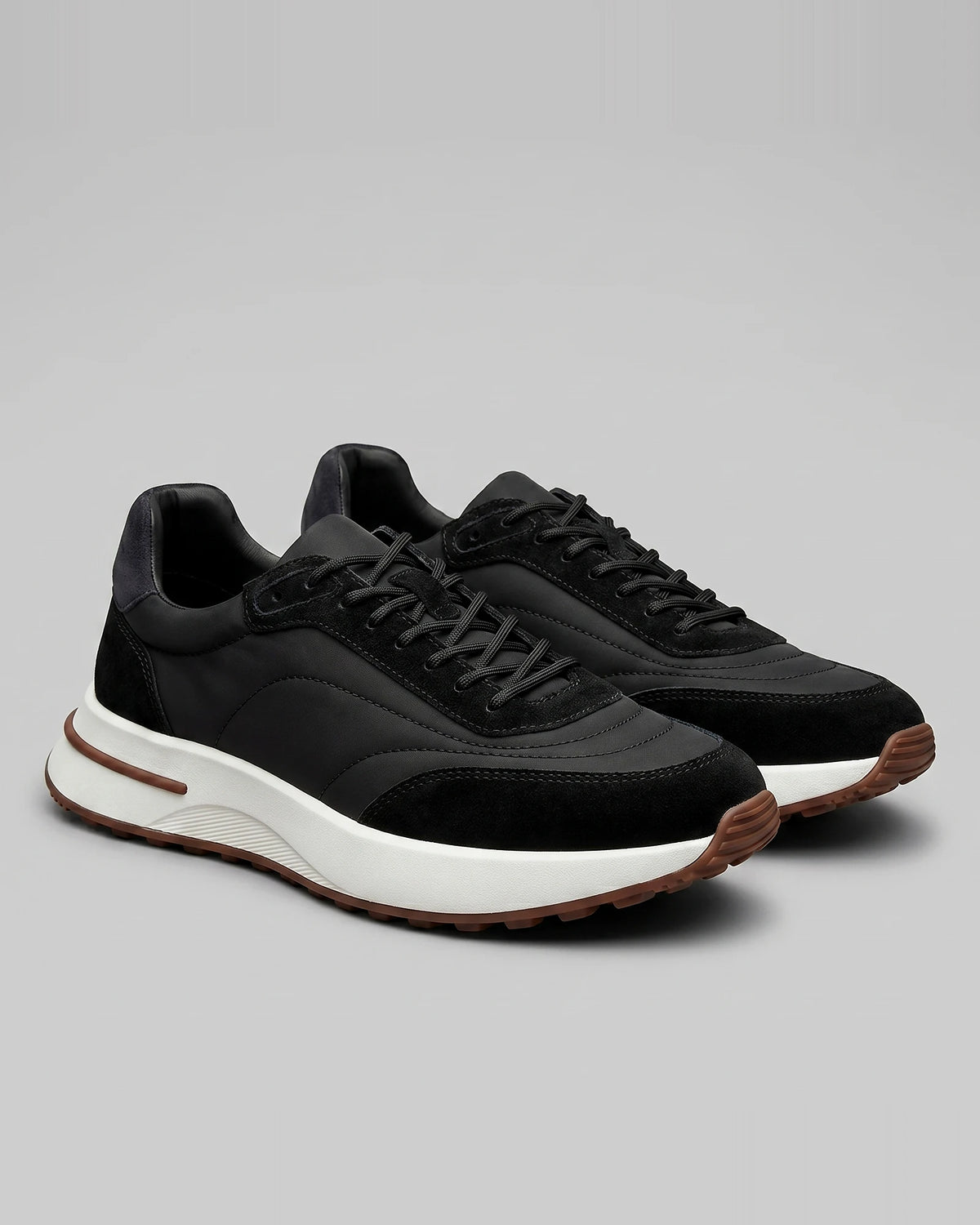 Men's Suede & Nylon Panel Trainers – White & Black, UK 5–10 | Valedrian — view 6