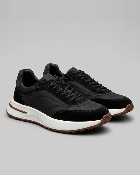 Men's Suede & Nylon Panel Trainers – White & Black, UK 5–10 | Valedrian — view 6