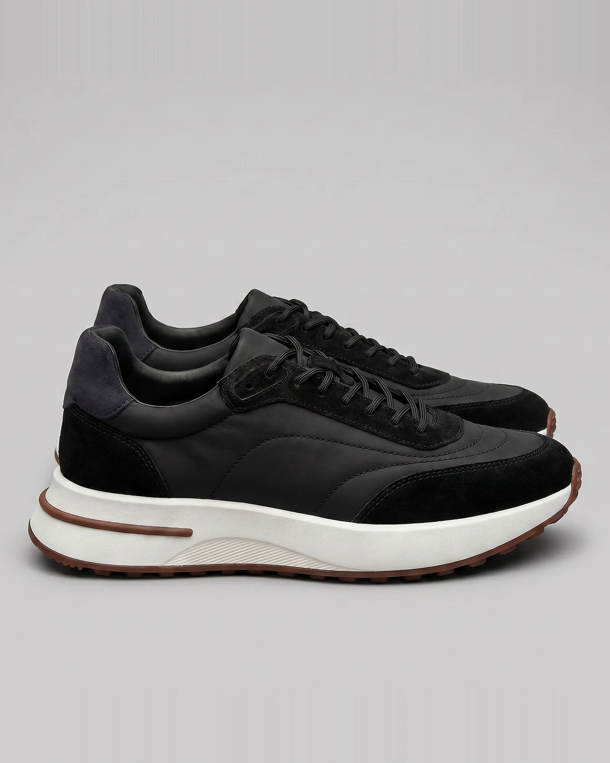 Men's Suede & Nylon Panel Trainers – White & Black, UK 5–10 | Valedrian — view 7