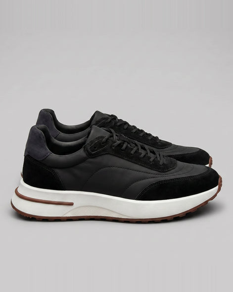 Men's Suede & Nylon Panel Trainers – White & Black, UK 5–10 | Valedrian — view 7