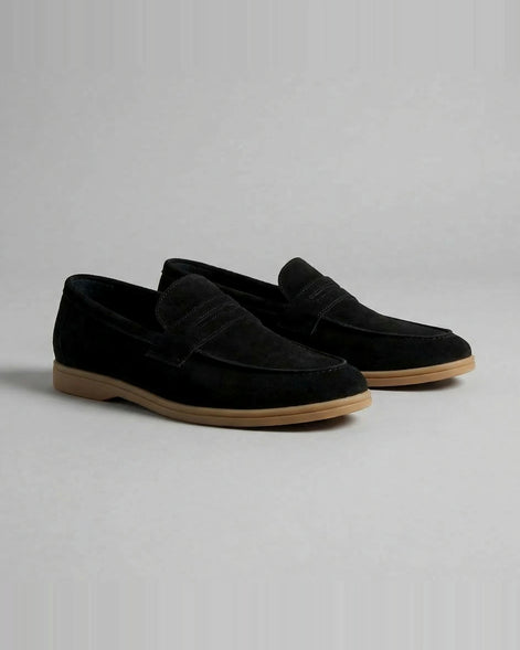 Men's Suede Penny Loafers Beige Rubber Sole Sizes 5–9.5 – Valedrian — view 5
