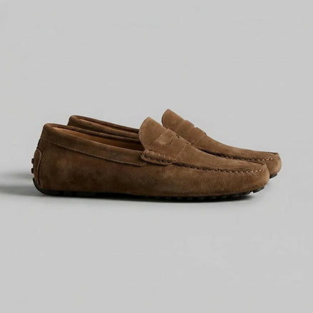 Men's Suede Penny Loafers Brown Rubber Sole Sizes 5–9.5 – Valedrian — view 2