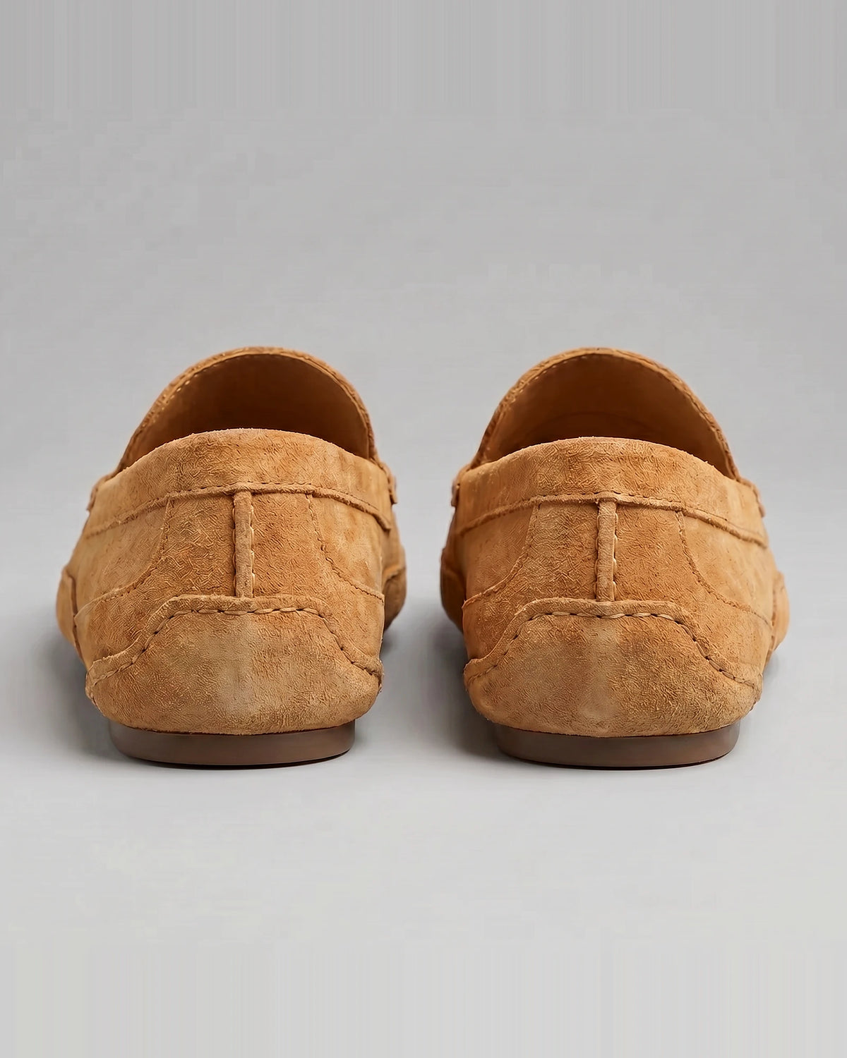 Men's Suede Slip-On Loafers Khaki Rubber Sole - Valedrian — view 13