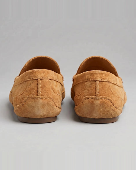 Men's Suede Slip-On Loafers Khaki Rubber Sole - Valedrian — view 13