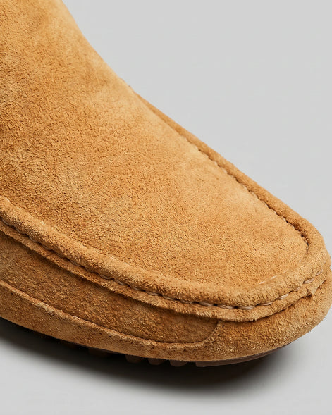 Men's Suede Slip-On Loafers Khaki Rubber Sole - Valedrian — view 14
