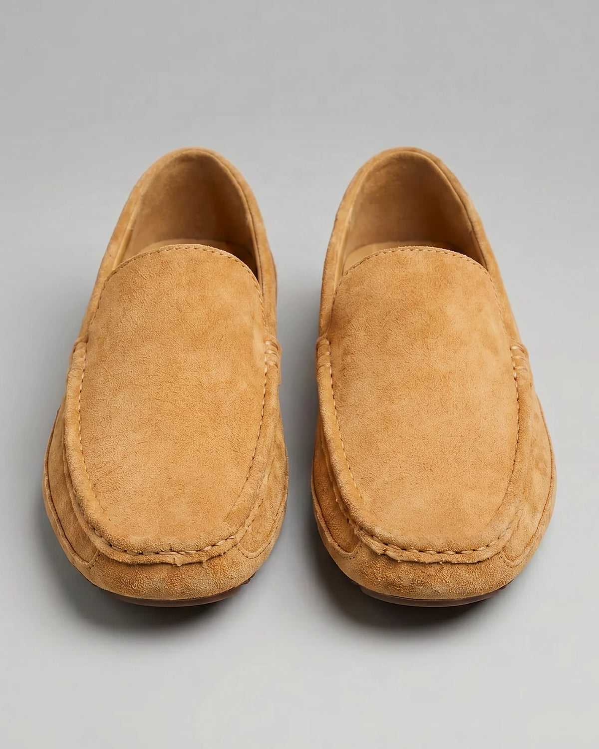 Men's Suede Slip-On Loafers Khaki Rubber Sole - Valedrian — view 15
