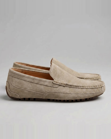 Men's Suede Slip-On Loafers Khaki Rubber Sole - Valedrian — view 2